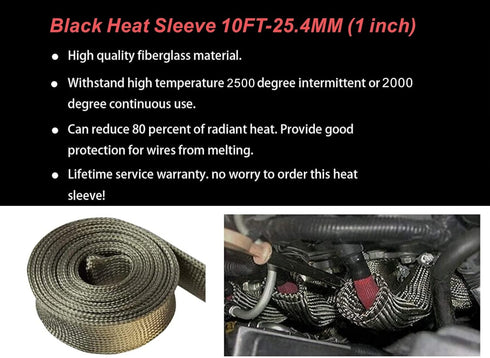 Heat Shield Sleeve Fuel Line Heat Shield Auto Hose Spark Plug Wire Cover Protectors Boots Roll 2500 Degree for Car&Auto Wire Loom Brake Cable (1" ...