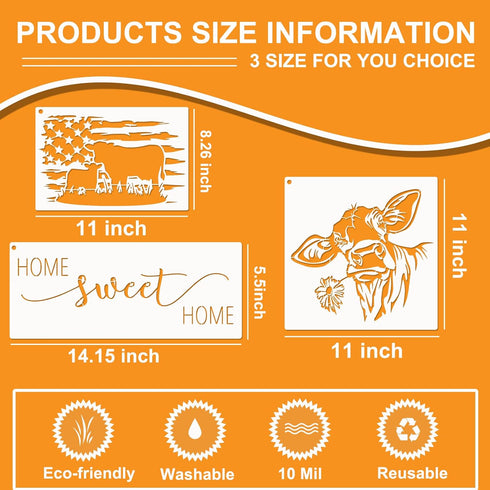Farmhouse Stencils, Reusable Cow Pig Farm Stencils Wood Burning Country Farm Animal Paint Stencils for Painting on Wood DIY Craft Furniture Wall S...