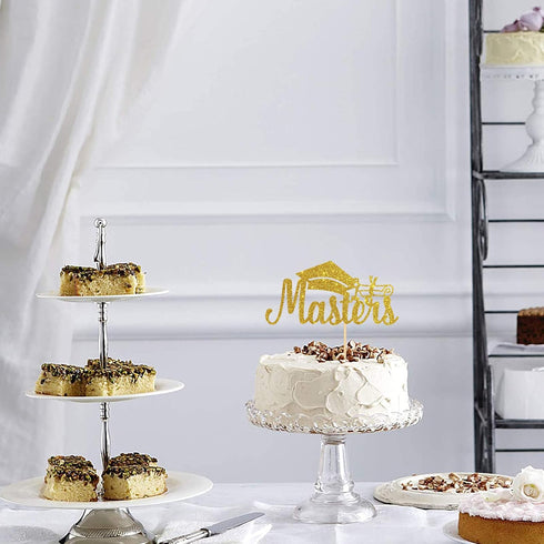 Congrats Masters Cake Topper - Gold Glitter Congrats Grad - Mastered It, College Graduation Party Decorations...