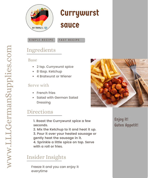 4x Currywurst Seasoning - Mild German Curry Powder - Traditional Curry Recipe - for Sausages and More...