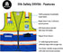 Reflective Mesh Vest High Visibility Two Tone with Pockets and Zipper, Yellow and Blue Mesh with Orange Trim M...