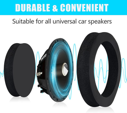 6.5" Foam Speaker Enhancer System Sponge Kit for Universal Drivers,Self Adhesive Car Door Speaker Foam Rings Enhancer Soundproof Cotton Pad with H...