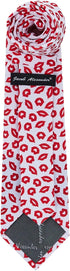 Jacob Alexander Men's Happy Valentine's Day Red Lips Kisses Pattern Regular Length Neck Tie - White...