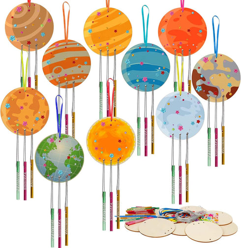 9 Pack Wind Chime Kit for Kids Make You Own Ball Wind Chimes DIY Paint Wooden Art and Craft for Girls Boys Ball Craft for Art Activities Brthday P...