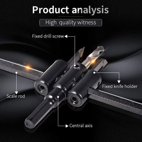 KATUR 30mm to 200mm Adjustable Circle Hole Cutter Saw Kit, Wood Drywall Drill Bit Saw Round Cutting, Woodworking Twist Hole DIY Tools (30-200mm)...