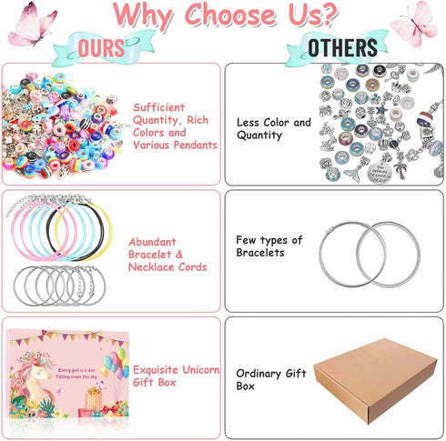shynek 180 Pieces DIY Charm Bracelet Making Kit for Girls 8-12, Jewelry Making Kit for Girls with Bracelet Making Beads, Snake Chains for Girls Ch...