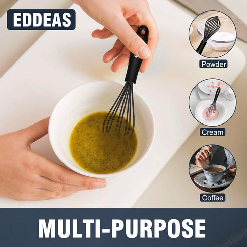 Mini Silicone Whisk, Small Silicone Whisk 7+9in, BPA free Non Scratch Coated Protect your Ceramic Pots and Pan.Perfect for Whisking, Beating, Mixi...