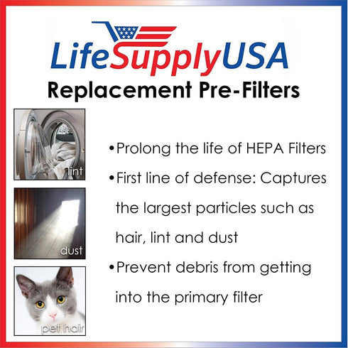 Carbon Charcoal Pre Filter Replacements Compatible with Honeywell Enviracaire 33002 fit 10000 12500 11502 13500 13530 43300 Kenmore 220 83133 8316...