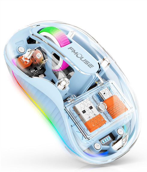 Unique Transparent Bluetooth Mouse with USB & Type-C Two Receiver, Small Portable Wireless Rechargeable Mice for MacBook/pc/iPad/Laptop and Multi ...