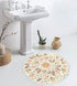 Uphome Small Round Rug 2’ Circle Cute Bath Mat with Pom Poms Fringe Floral Plant Washable Bathroom Rugs Soft Non-Slip Circular Throw Rug Carpet fo...