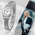 Womens Watch Ladies Wristwatch: Women Silver Stretch Band White Dial Thin Watch Girls Eazy Reader Waterproof Watch Elderly Wrist Watch Mujer Reloj...