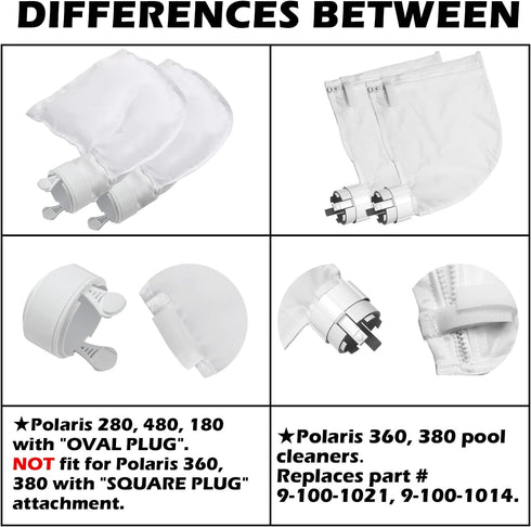 Funmit 360 380 Replacement for Polaris Pool Cleaner Parts, All Purpose Filter Bags - 2 Pack Zipper Filter Bags...