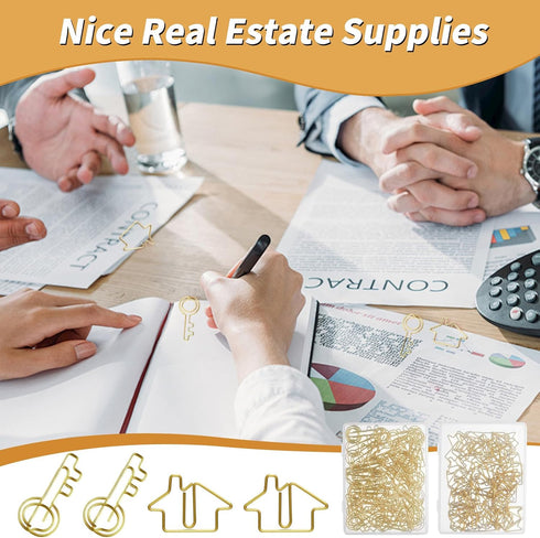120 Pcs Paper Clips Set, 60 Pcs House Shaped Paper Clips and 60 Pcs Key Shaped Paper Clips for Office, Home, Gifts for Real Estate Agents and Real...
