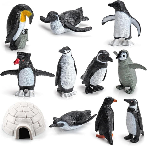 11PCS Realistic Penguin Figurines Toy Playset Mini Penguin Action Figures Polar Animal Educational Toy Penguin Cake Topper Decoration Christmas Bi...