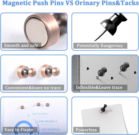 Refrigerator Magnets, 14Pcs Strong MagnetsTaper Shape for Whiteboard, Fridge Magnets Magnetic Push Pins, Neodymium Fridge Magnets for Office......