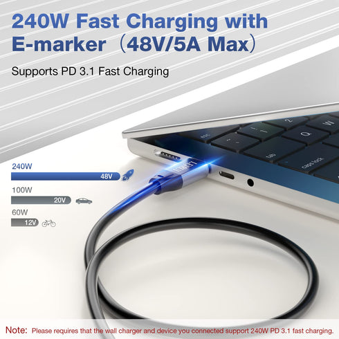 LEIRUI 240W USB C to USB C Cable 6.6FT, 20Gbps Data Transfer 4K 60Hz Video Flexible Type C to Type C Cable Fast Charging USB 3.2 Gen2x2 Compatible...