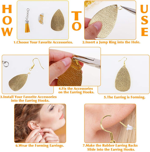 Thrilez Hypoallergenic Earring Hooks, 600Pcs Earring Making Kit with Hypoallergenic Earring Hooks, Jump Rings and Clear Rubber Earring Backs for D...