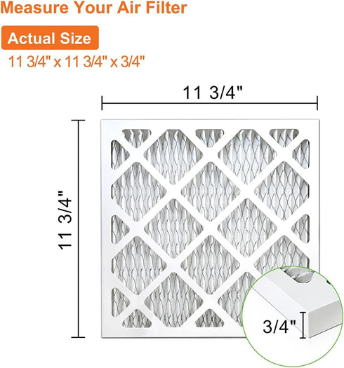 12x12x1 Furnace Air Filters 2 Pack, MERV 11 MPR 1000 & FPR 7 Filtering, HVAC Air Filter Replacement (exact dimensions: 11 3/4"x 11 3/4"x3/4")...