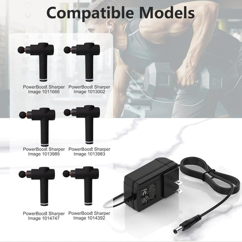 27V Massage Gun Charger for Sharper Image 1013983 1013985 1011666 1013002 1014392 2313786 2316222 Powerboost Deep Tissue Cordless Massage Gun Powe...