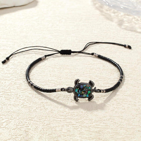 KELITCH Abalone Shell Beaded Bracelet Adjustable Turtle Friendship Wrap Bracelet Tropical Beach Sand Miyuki Bracelet Bangle...