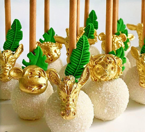 JeVenis 2 PCS Jungle Safari Animal Cake Mold Jungle Safari Animal Cupcake Decoration Jungle Safari Animal Cake Decoration Palm Leaves...