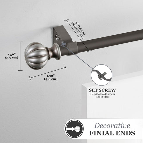 Kenney - 71631 Rachel Standard Decorative Window Curtain Rod, 28 to 48-Inch, Italian Pewter...