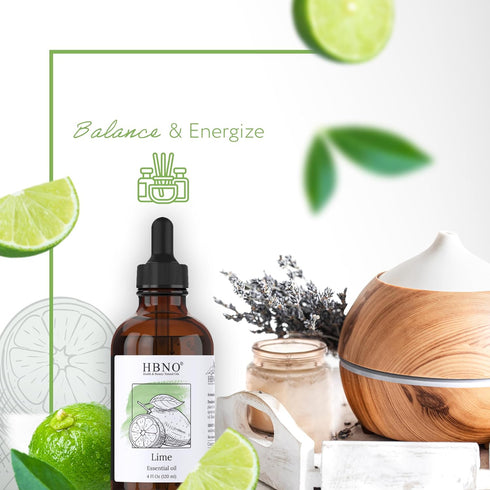HBNO Lime Essential Oil - Huge 4 oz (120ml) Value Size - Natural Lime Oil, Cold Pressed - Perfect for Cleaning, Aromatherapy, DIY, Soap & Diffuser...