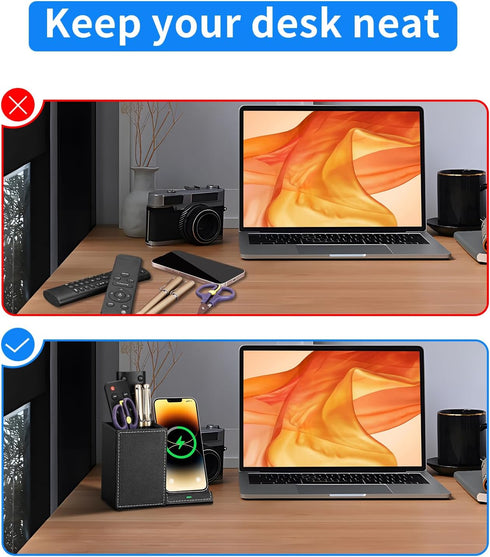 Wireless Charger with Desk Organizer, Fast Charging Station for iPhone 15 14 13 12 11 Pro Max/Samsung Galaxy S23/S22/S21/S20/Z Flip/Fold 5, Desk P...