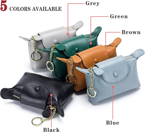 Women's Leather Coin Purse with KeyChain, Small Leather Pouch with Zipper for Women Fashionable Wallet Leather Classic Money Bag(Black), US-Bag-02...