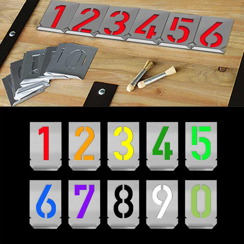 HAUTMEC Vintage Stainless Steel Numbers Stencils, 0 to 9 Stainless Steel Stencils & Holder, 50mm Numbers, Shop Stencil, Advertising Stencilling, C...