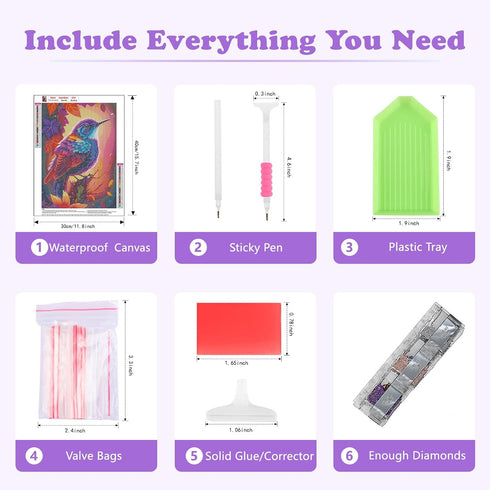 SENQAO Hummingbird Diamond Painting Kits for Adults, Flowers Full Drill Diamond Dots Paintings for Beginners, Round 5D Paint with Diamonds Picture...