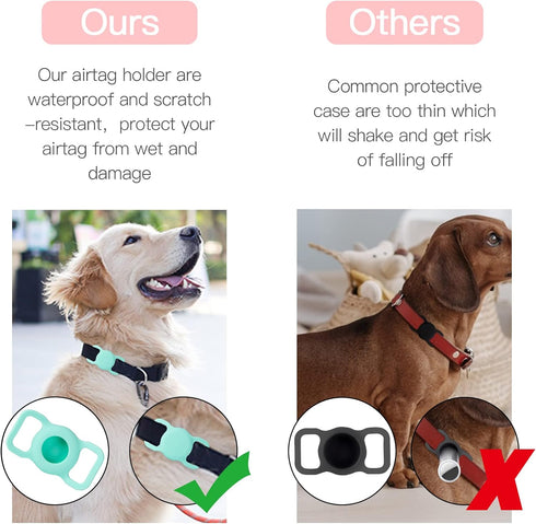 PuppyDoggy 2 Pack Holder for Collar, Dog Cat Case, Silicone Case Waterproof, Scratch-Resistant, Anti-Lost & 1 Pack Keychain Holder for Bag, Suitca...
