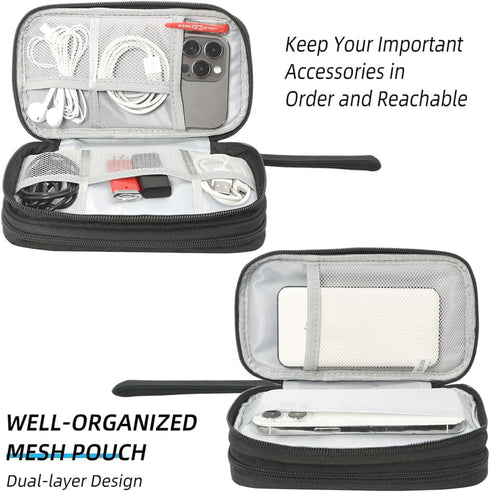 Electronics Organizer Travel Bag, Small Cable Organizer Case Waterproof Accessories Pouch, Travel Electronic Carrying Case for Cord, Charger, Phon...