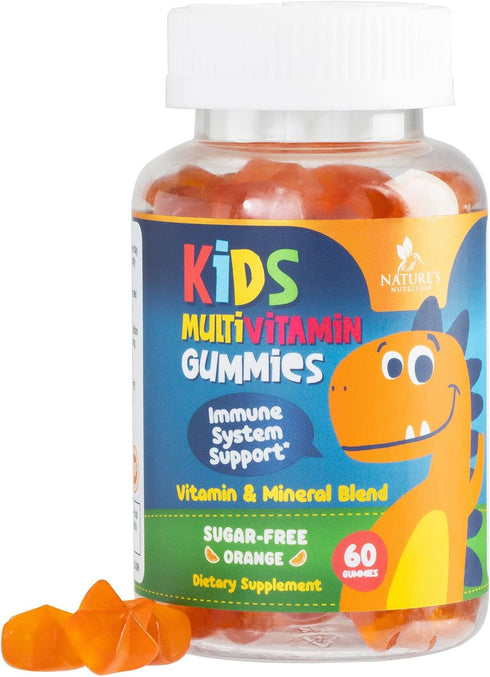 Nature's Nutrition Vitamins for Kids Multivitamin Gummies, Kids Vitamins Gummy Sugar Free, Vitamin C, B6, B12, D3 & Zinc for Children's Immune Sup...
