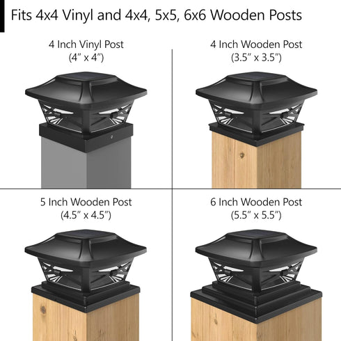 Davinci Lighting Renaissance Solar Outdoor Post Cap Lights - Includes Bases for 4x4 5x5 6x6 Posts - Bright LED Light - Slate Black (1 Pack)...