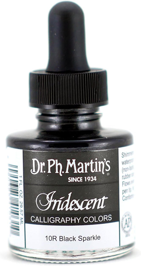 Dr. Ph. Martin's Calligraphy Color (10R) Ink Bottle, 1 Fl Oz (Pack of 1), Iridescent Black Sparkle...