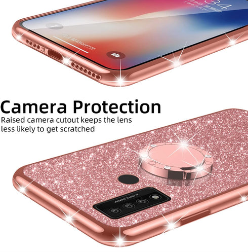 nancheng Case for TCL 20 XE 6.5-inch (Not Fit 20 SE), Case for TCL 20 XE Cute Girls Women Glitter Luxury Soft Silicone Clear Cover with Stand Shoc...