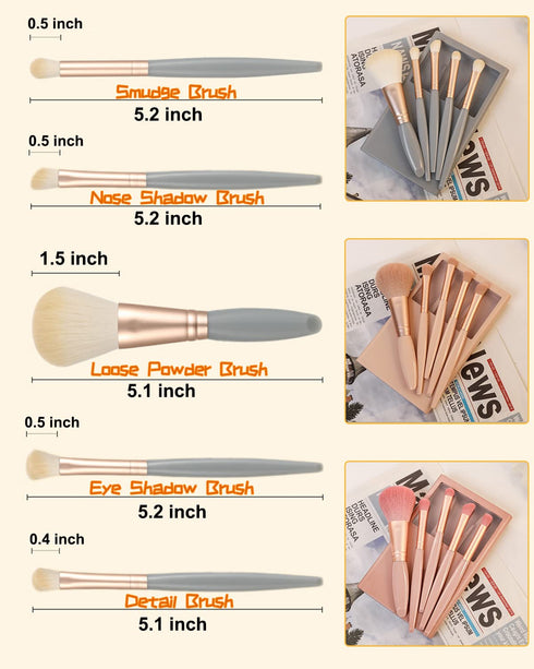 Travel Size Makeup Brushes Set, Easy-taken Mini Makeup Brush Set with Case and Mirror, Small Complete Function Cosmetic Brushes Kit Perfect for On...