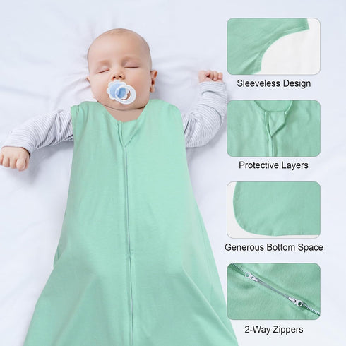 david's kids 3 Pack 100% Cotton Baby Sleep Sack 0-6 Months, Soft Baby Wearable Blankets with 2-Way Zipper, Comfy Sleeping Bags for Infant Newborn ...