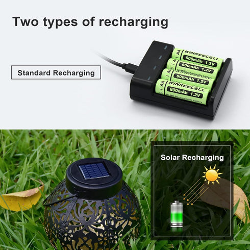 Rechargeable AA Batteries, Ni-MH Double A Solar Batteries High Capacity 1.2V Pre-Charged for Outdoor Solar Lights, String Lights Pathway Lights (A...