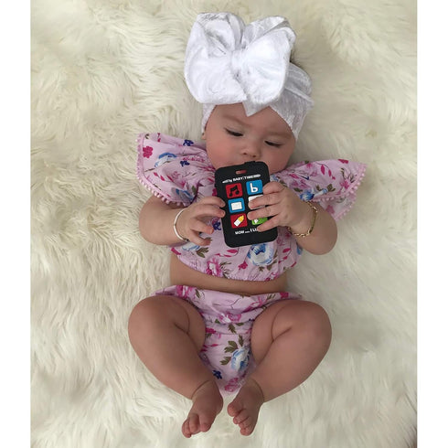 Cell Phone Teether | Cute Baby Teether Black | Kids Pretend Play Toy Fake Phone for Babies | Mobile Telephone Silicone Teething Toy | Infant Pain ...