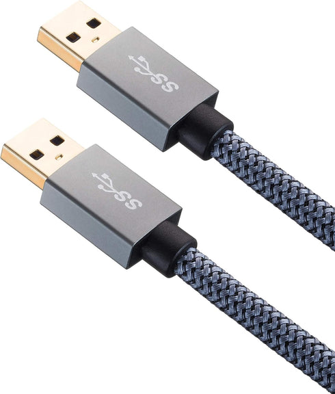 USB to USB 3.0 A Male to A Male Cable 1 ft,Faodzc USB A to A Cable Nylon Braid USB Male to Male Cable Double End USB Cord Compatible with Hard Dri...