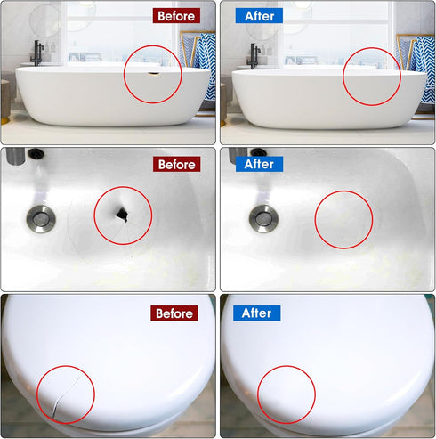 Tile and Fiberglass Tub Repair Kit, LANBOKIT Marble and Granite Repair Kit, Porcelain Repair Kit for Sink & Toilet, Epoxy and Quartz Countertop Re...
