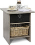 Furinno Dario End Table / Side Table / Night Stand / Bedside Table with Bin Drawer, 1-Pack, French Oak Grey/Black...