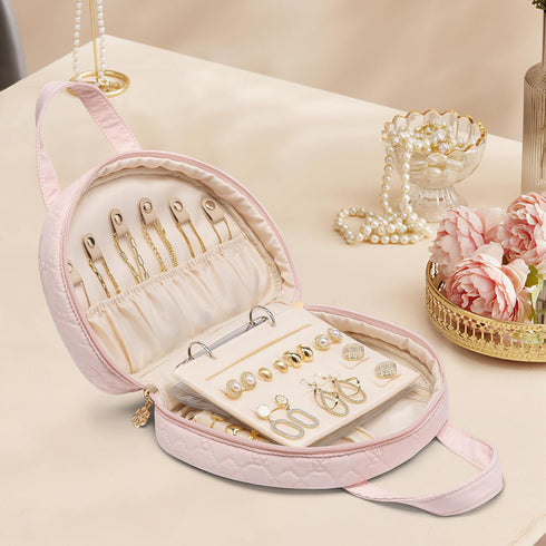 Vlando Jewelry Travel Organizer Case, Jewelry Storage Book Ring Binder with Jewelry Bags Clear Booklet Zipper Pouch Bag for Necklaces, Earrings, R...