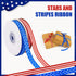 2 Rolls 50 Yards Patriotic Grosgrain Ribbon 3/8 Inch, Red White and Blue Ribbon Stars and Stripes Ribbon for Gift Wrapping Memorial Day 4th of Jul...