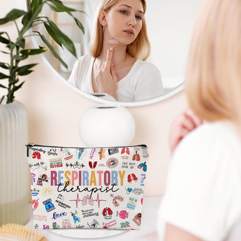 Respiratory Therapist Gifts Makeup Bag Respiratory Therapist Gifts RT Gift for Women Work Adult Humor Employee Pulmonology Nurse Coworker Graduati...