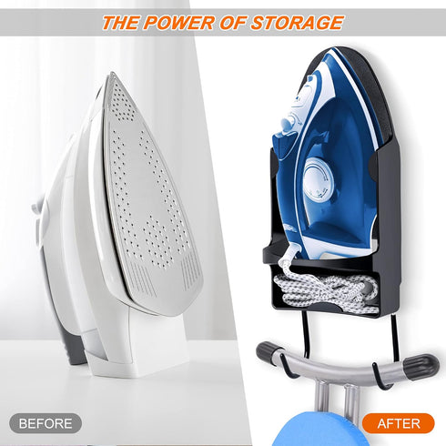Ironing Board Hanger Wall Mount Ironing Holder Heat Resistant Iron Hanger with Iron Board Rack for Max 5 Inch Width (Black)...