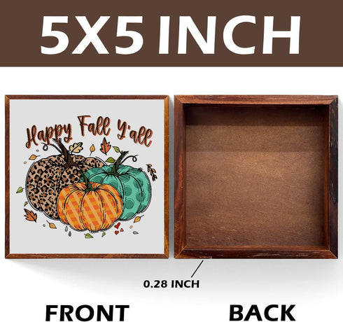 Rustic Fall Decor Pumpkin Decor Autumn Desk Decor Wooden Box Sign Office Home Farmhouse Kitchen Garden Decor Wood Square Box Sign for Table Booksh...