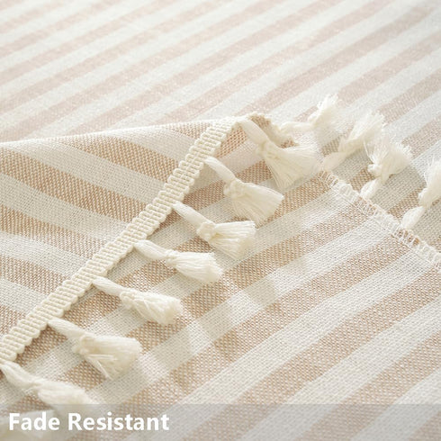 TruDelve Small Round Table Cloth 60 Inch Beige Striped Cloth Tablecloth Boho Fall Round Tablecloths for Outdoor Table Cover (Beige,60",Round)...